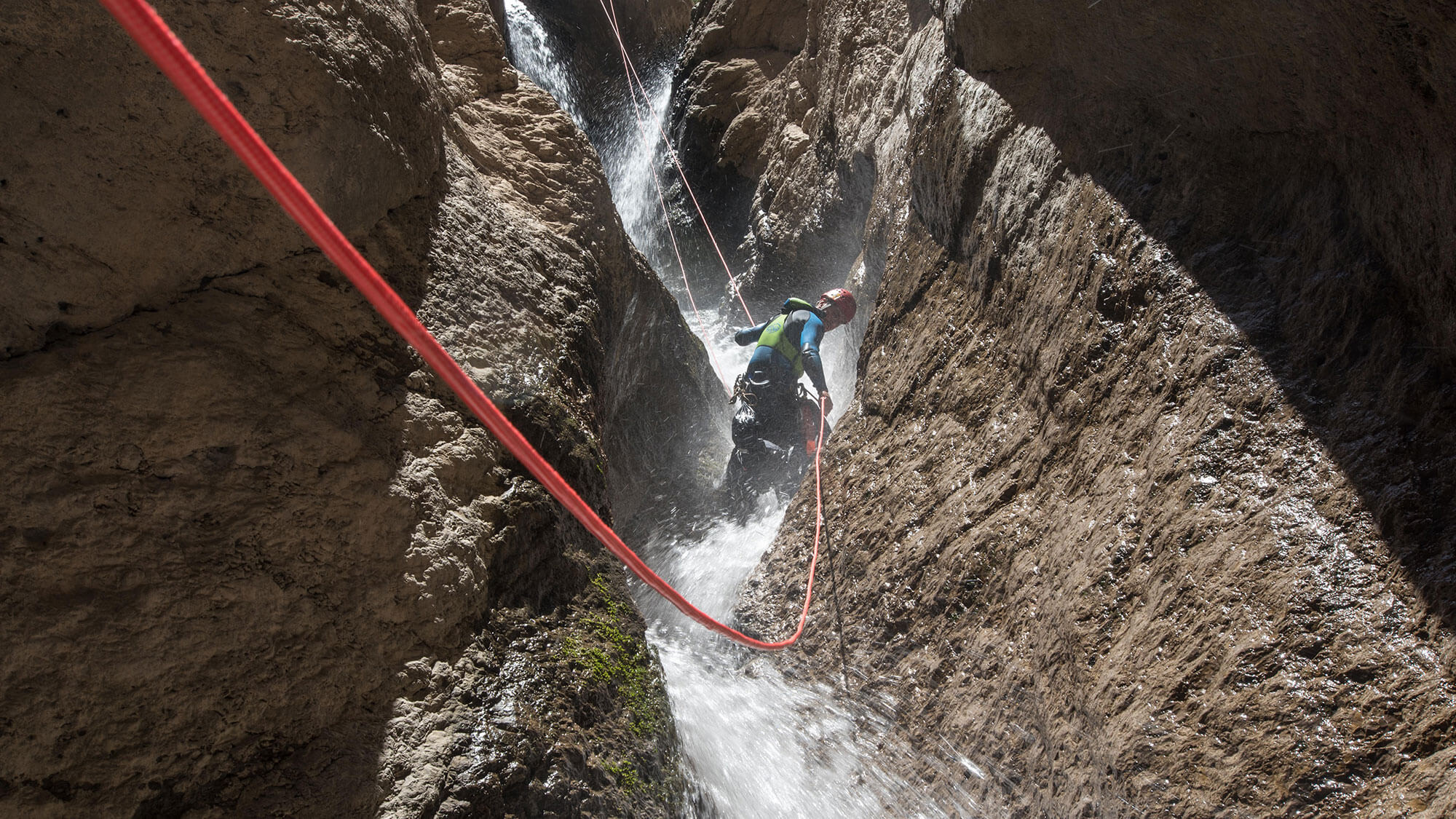 Plenty of action in the descent of Tange Zendan. Here, Mohamed Chavoshi tackles one of the rappels.