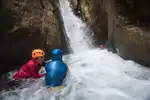 Escaping a trap pool canyoning in Asemanrood canyon